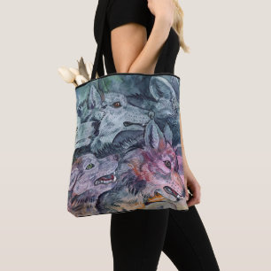 Bolso De Tela Paquete de Wolf de color agua