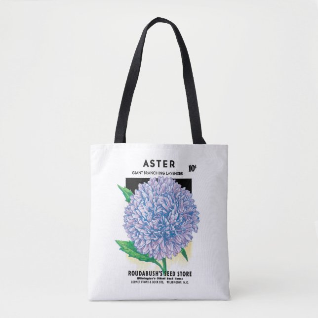 Bolso De Tela Paquetes de semillas de época, flores de astro mor (Anverso)
