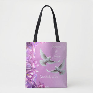 Bolso De Tela Par De Bellas Doves Blancas