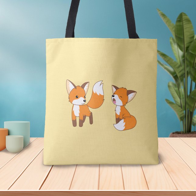 Bolso De Tela Par de pequeños zorritos curados en amarillo (Subido por el creador)