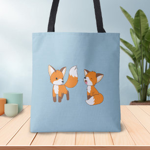 Bolso De Tela Par de pequeños zorros banales