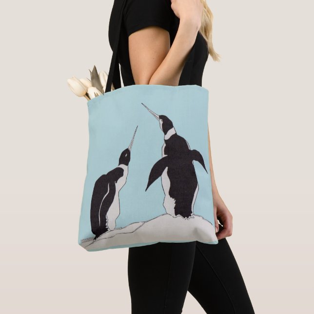 Bolso De Tela par de pingüinos (Detalle)