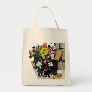Bolso De Tela Parada de autobús en el navidad