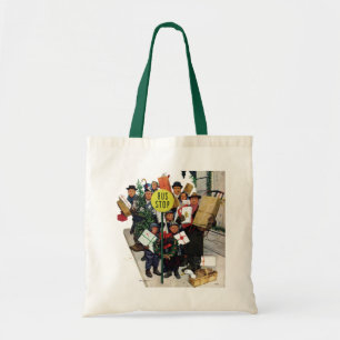 Bolso De Tela Parada de autobús en el navidad
