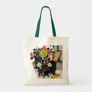 Bolso De Tela Parada de autobús en el navidad