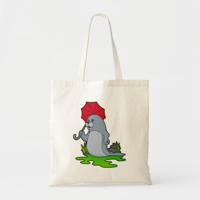 Bolso De Tela Paraguas de lluvia de focas (Frente)