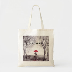 Bolso De Tela Paraguas rojos pareja de amor