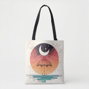 Bolso De Tela Paraguas sujetando la luna y cayendo estrellas