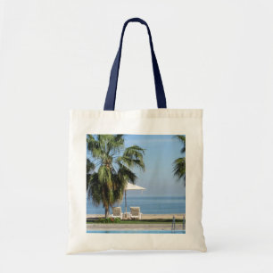 Bolso De Tela Paraguas y sillas de playa, palmeras, océano