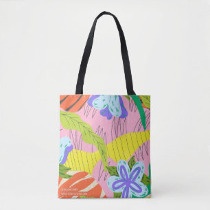 Bolso De Tela Paraíso Abstracto' Floral Tropical Vibrante