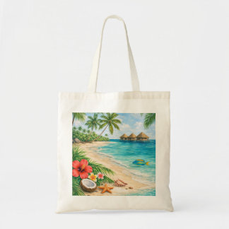 Bolso De Tela Paraíso de la playa tropical de las Bahamas