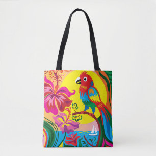 Bolso De Tela Paraíso de Loros Tropicales
