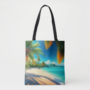 Bolso De Tela Paraíso de Playa Tropical - Arte de Palma