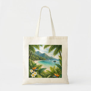 Bolso De Tela Paraíso de Playa Tropical Con Dao