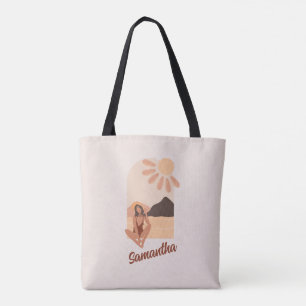 Bolso De Tela Paraíso de playa Verano Retro Nombre personalizado