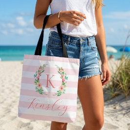 Bolso De Tela Paraíso Floral y Stripes Monograma