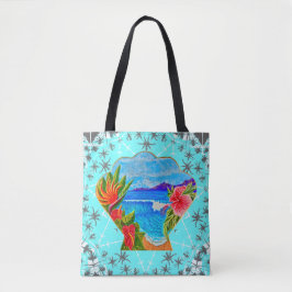 Bolso De Tela Paraíso hawaiano (azul)