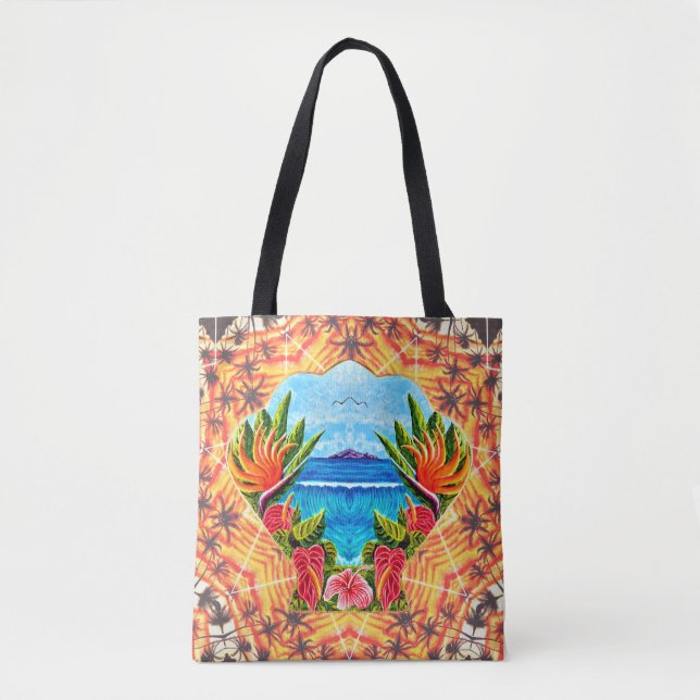 Bolso De Tela Paraíso hawaiano dos veces (Anverso)