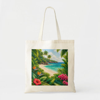 Bolso De Tela Paraíso Tropical de la Playa en Barbados