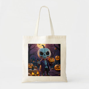 Bolso De Tela Parche de calabaza - compañero de esqueleto
