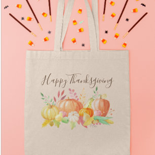 Bolso De Tela Parche de calabaza de acuarela Frutas y verduras d