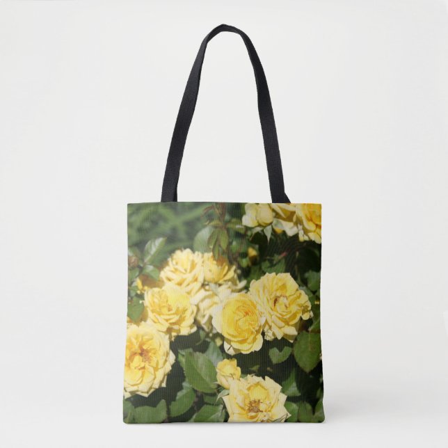 Bolso De Tela Parche de flores de rosa amarilla (Anverso)