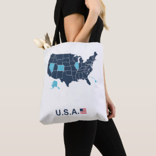 Bolso De Tela Parche grabado del mapa de EE. UU. en cuero para g