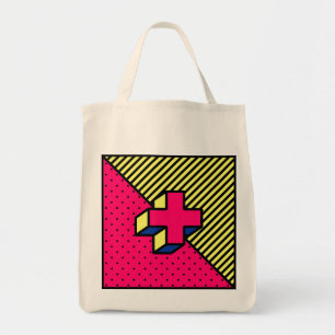 Bolso De Tela Parche Neo-Memphis - Signo de Cruz/Plus