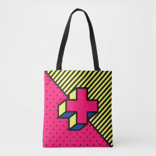 Bolso De Tela Parche Neo-Memphis - Signo de Cruz/Plus