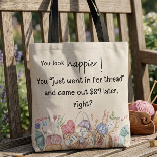 Bolso De Tela ¡Pareces más feliz! Tema de artesana de costura