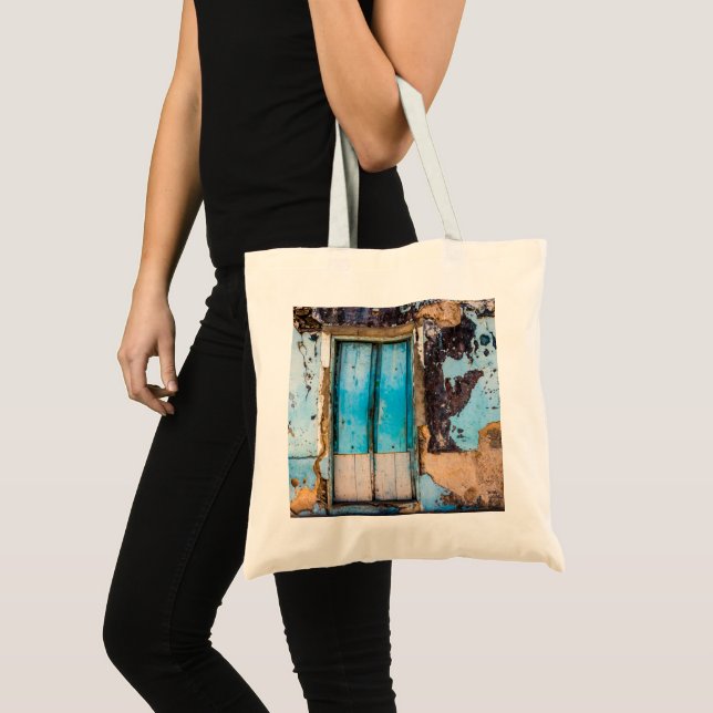 Bolso De Tela Pared azul y puerta (Anverso (producto))