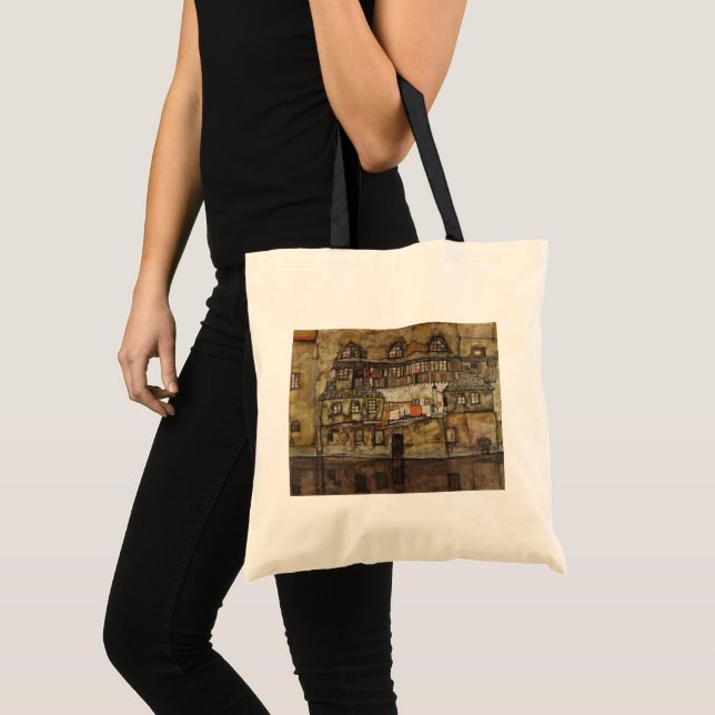 Bolso De Tela Pared de casa en el río por Egon Schiele (Anverso (producto))