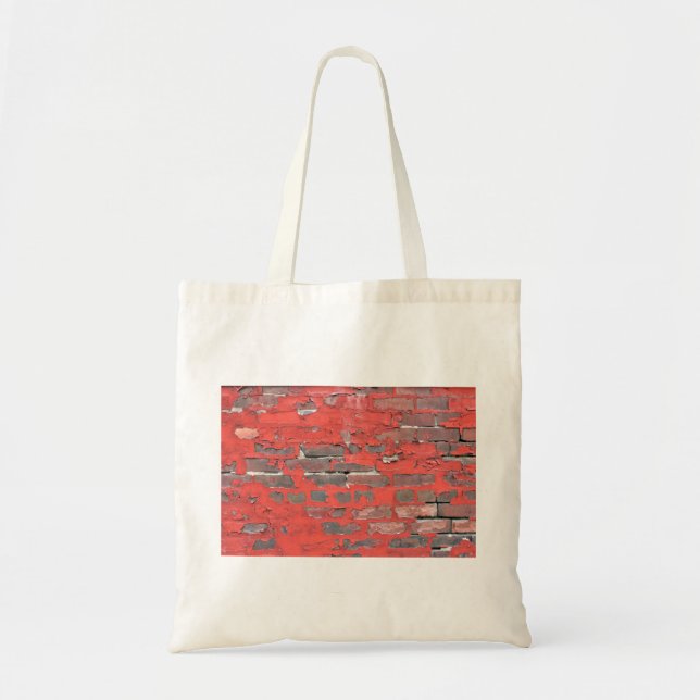 Bolso De Tela Pared de ladrillo antiguo con pintura roja pellizc (Frente)