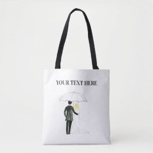 Bolso De Tela pareja boda moda recién casada acuarela
