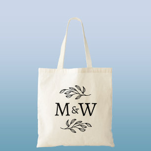 Bolso De Tela Pareja boda Monograma Elegante Botánico
