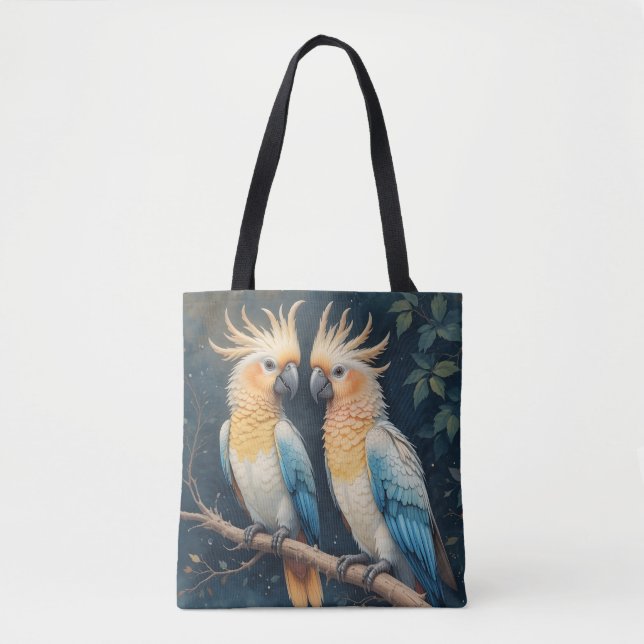 Bolso De Tela Pareja Cockatoo Parrot (Anverso)