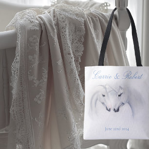 Bolso De Tela Pareja de amor de Unicornios Blancos