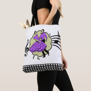 Bolso De Tela Pareja de baile cuadrado con atuendos de verificac