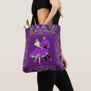 Bolso De Tela Pareja de baile cuadrado púrpura con bandana