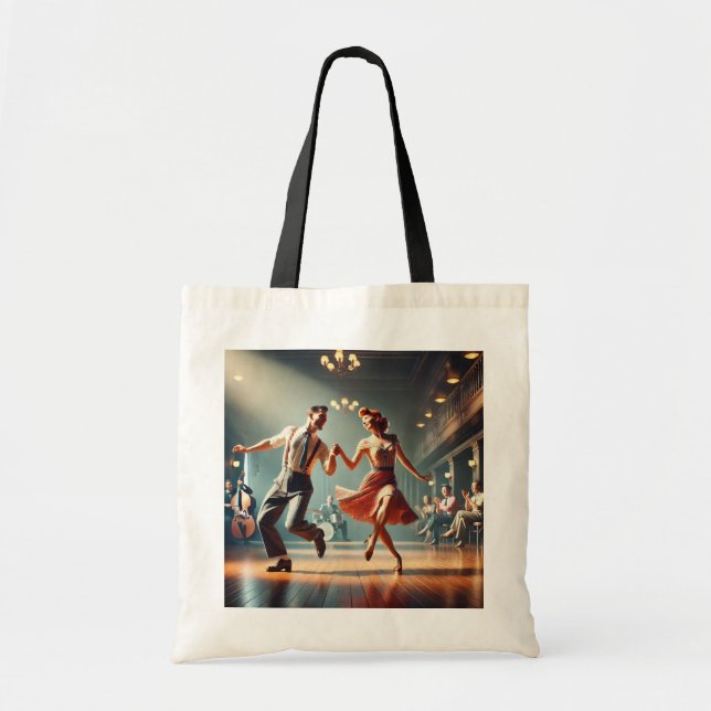 Bolso De Tela Pareja de Baile Lindy Hop (Frente)