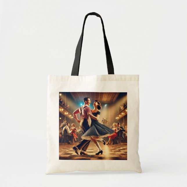 Bolso De Tela Pareja de Baile Lindy Hop Swing (Frente)