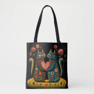 Bolso De Tela Pareja de Gatos Adorables
