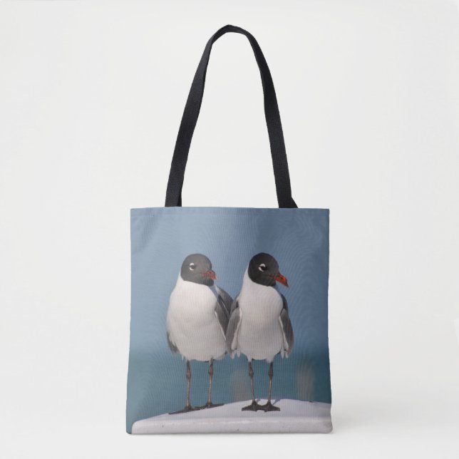 Bolso De Tela Pareja de gaviotas de cabeza negra (Anverso)