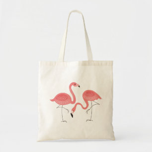 Bolso De Tela Pareja De Ilustracion De Flamingo Rosa
