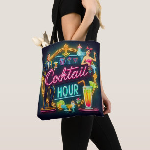 Bolso De Tela Pareja de la hora de cócteles del Rótulo Neon de M