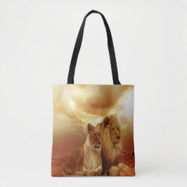 Bolso De Tela Pareja De Leones Al Azar