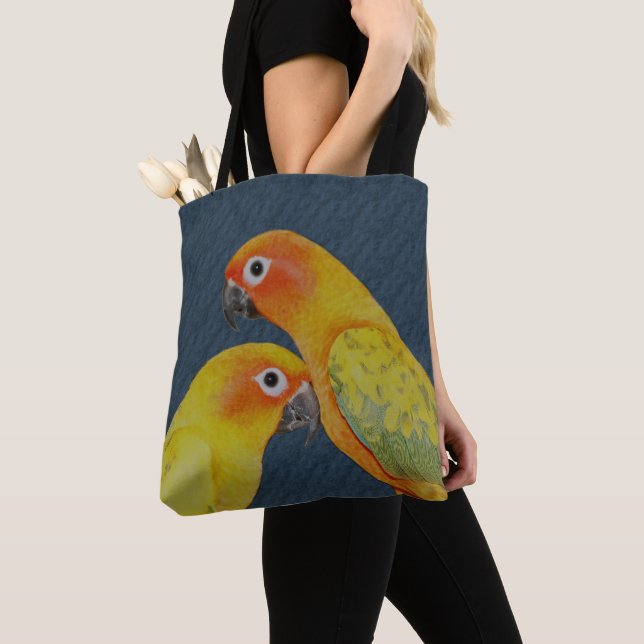Bolso De Tela Pareja de loro de Sun Conure (Detalle)