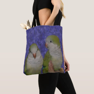 Bolso De Tela Pareja de Loros Quaker Bebés Foto Pintura 