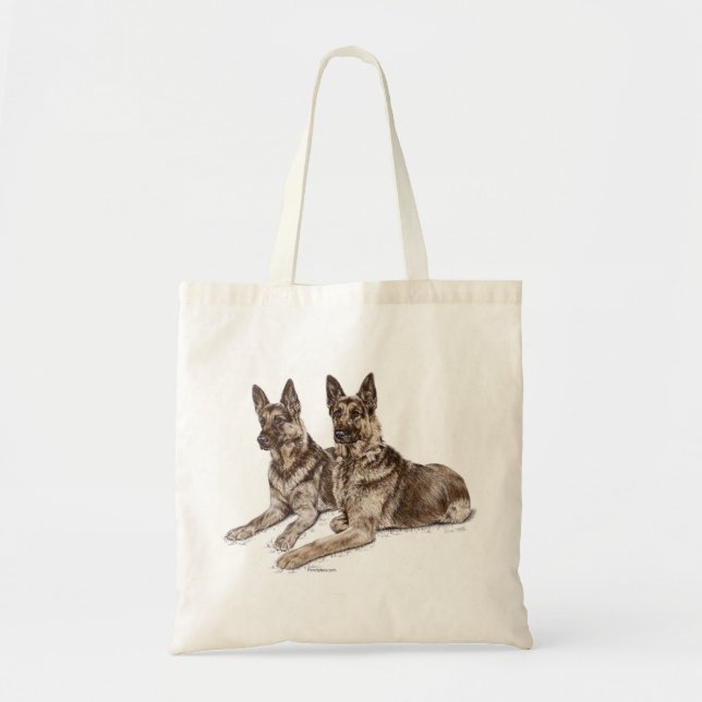 Bolso De Tela Pareja de perros pastores alemanes (Frente)