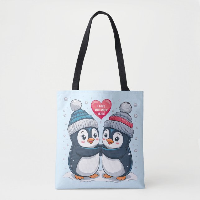 Bolso De Tela pareja de pingüinos (Anverso)